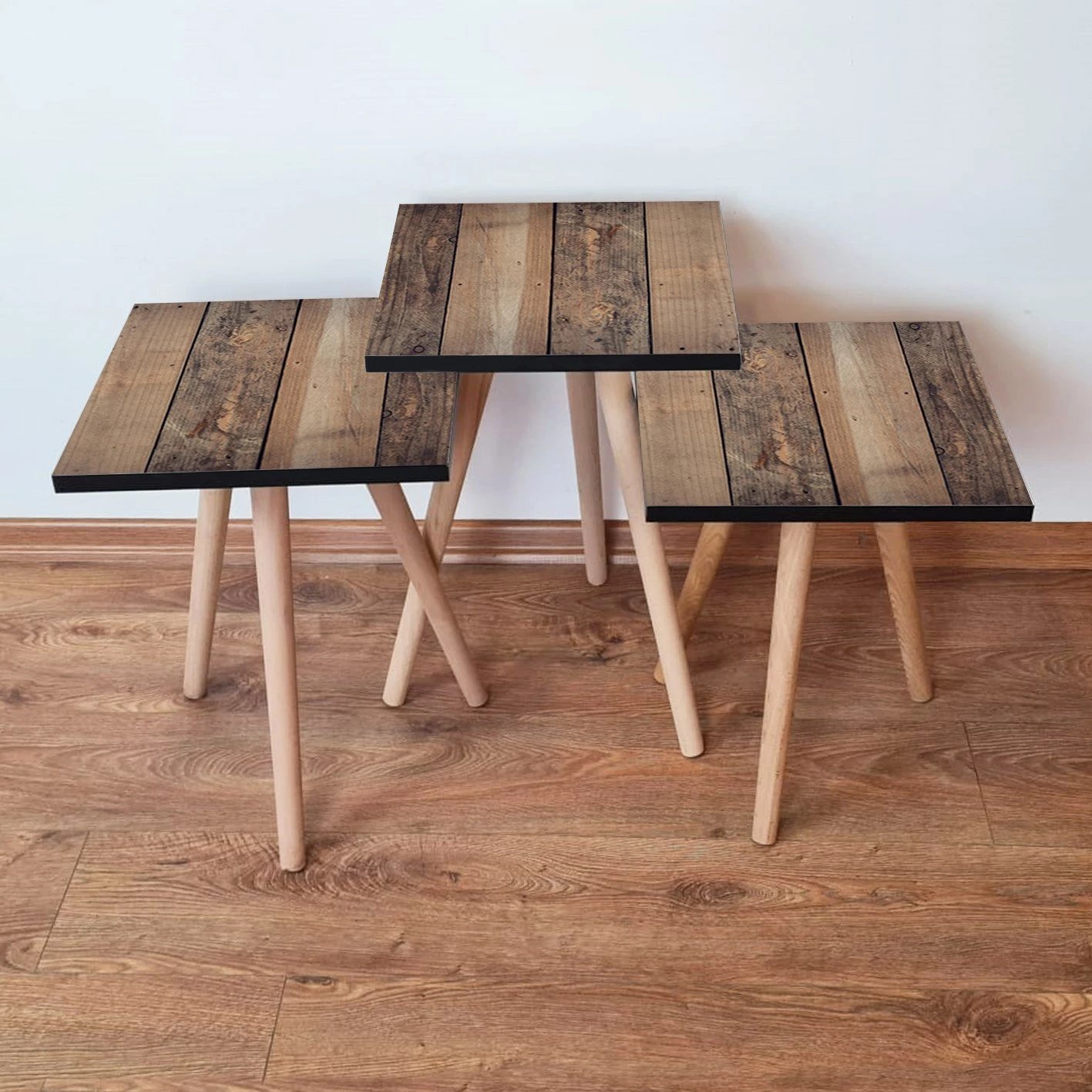 Set tavolina të mbivendosura, 3 copë, ngjyrë kafe, Skye Decor, 3Shp355