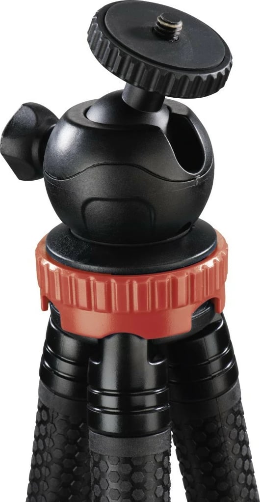 Tripod mini Hama Flexpro 3-në-1, 27cm, i kuq/zi