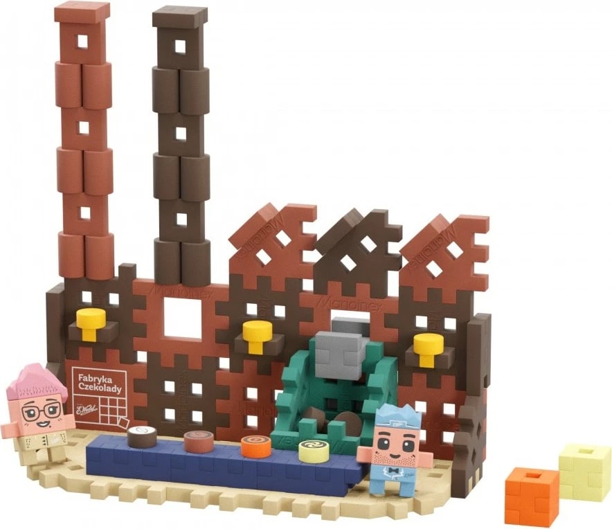 Set lodrash ndërtimi Marioinex Mini Waffle, 100 elemente, Fabrika e Çokollatës, shumëngjyrëshe