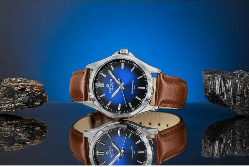 Orë dore meshkuj Giewont Elegance Sapphire GW5160-A4, kafe/blu