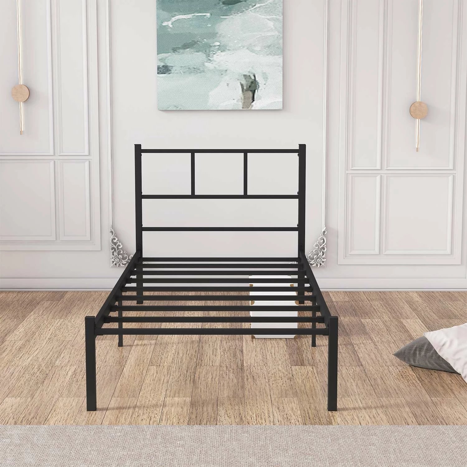 Krevat njësh Skye Decor, i zi, 90x200