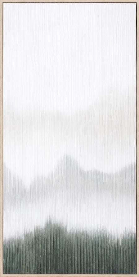 Pikturë dekorative Lost in Nature, kanavacë, ngjyrë e bardhë, e gjelbër, natyrale, 45x90x5 cm