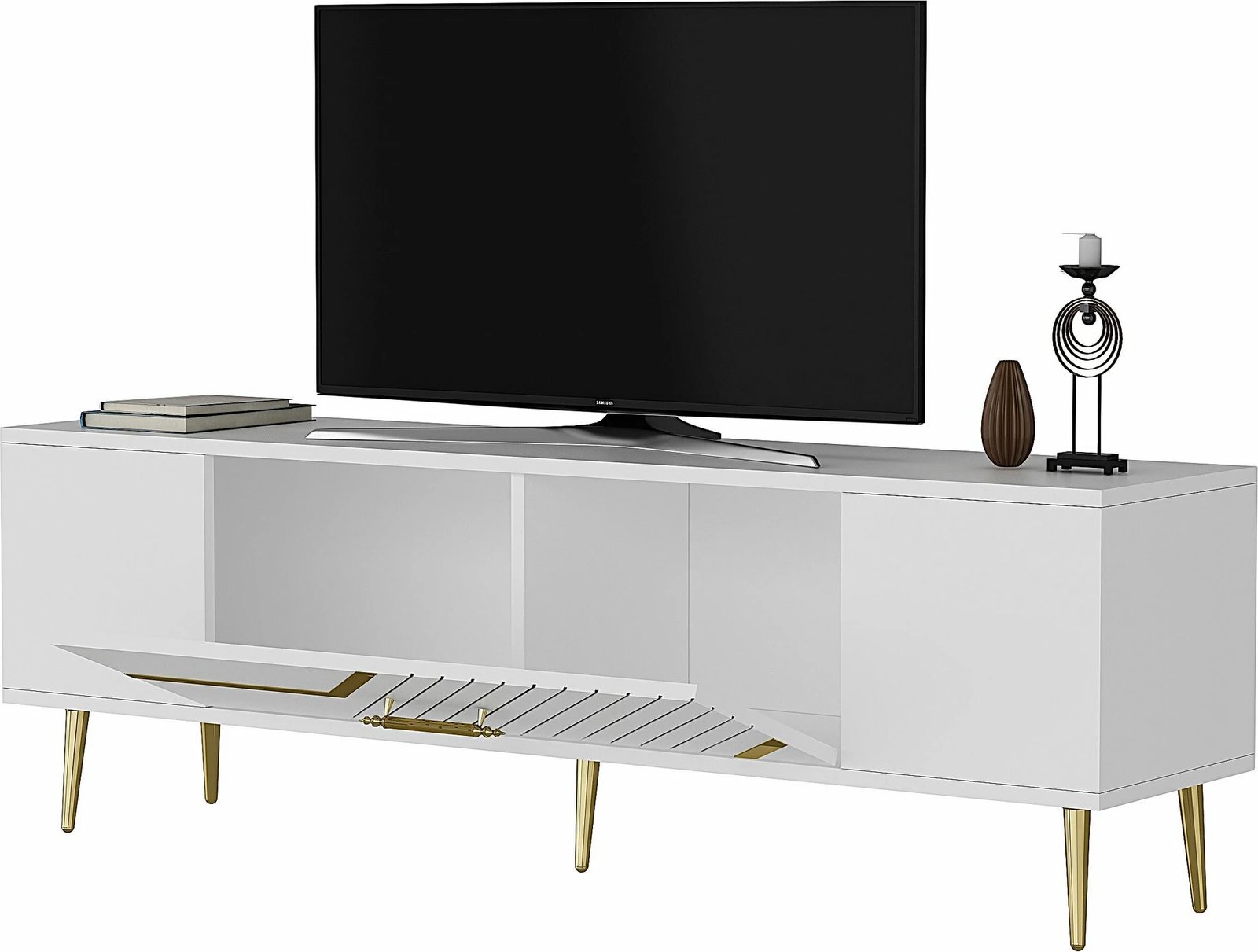 Komodë TV, e bardhë, e artë, Skye Decor, Dekolp5