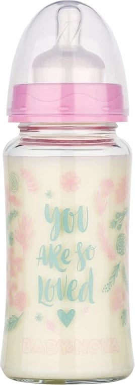 Shishe e qelqit me qafë të gjerë Baby Nova, 230 ml