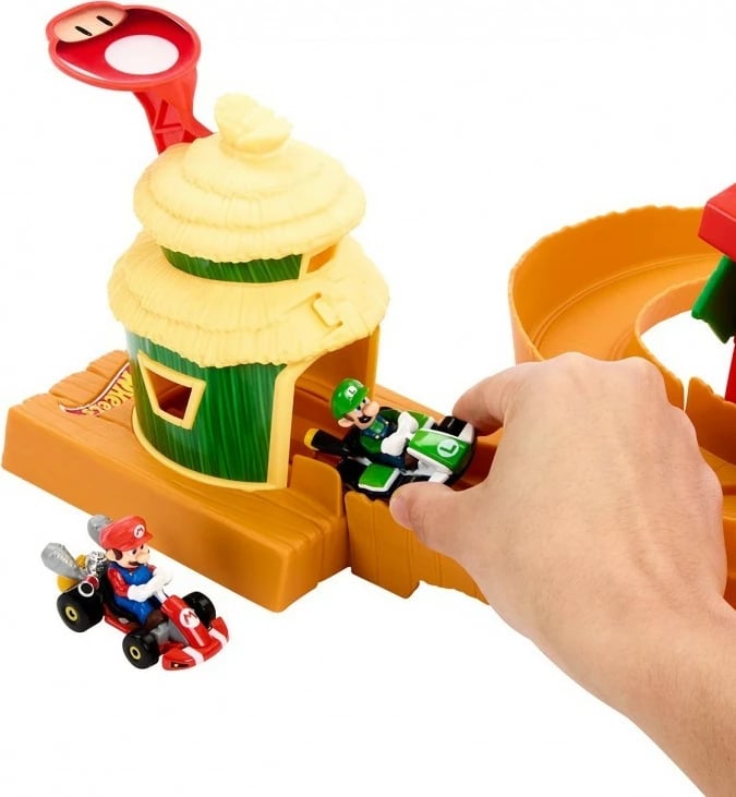 Set garash Hot Wheels Mario Kart Island Donkey Konga, Super Mario, 1:64, portokalli