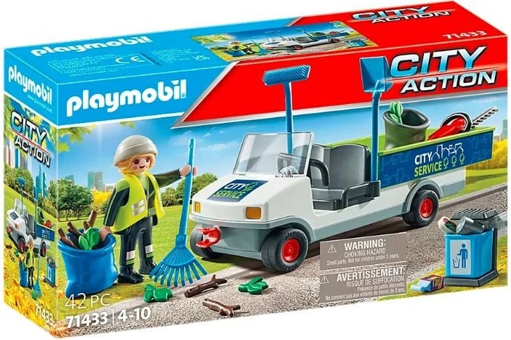 Set lodrash Playmobil City Action 71433, pastrim qyteti, makinë elektrike, 42 pjesë