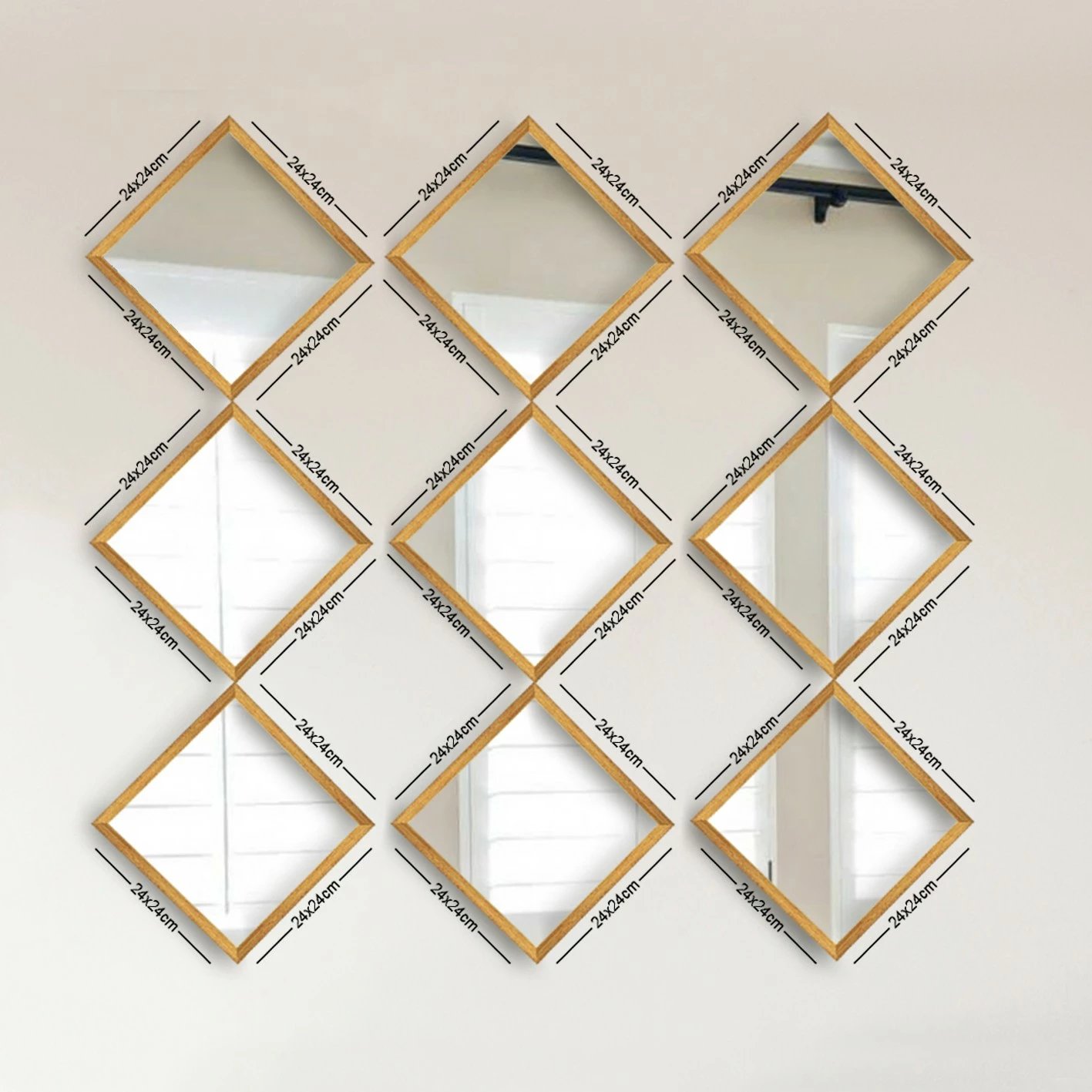 Set pasqyrash (9 copë), Wallity, SETAYNA_032, ngjyrë ari dhe argjendi