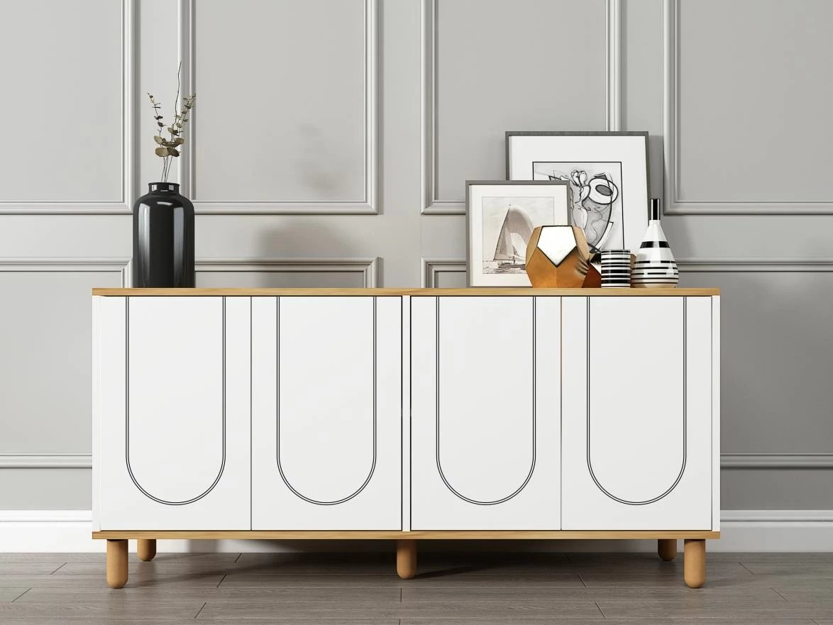 Konsolë Skye Decor, Elaris, ngjyrë lis safir, e bardhë