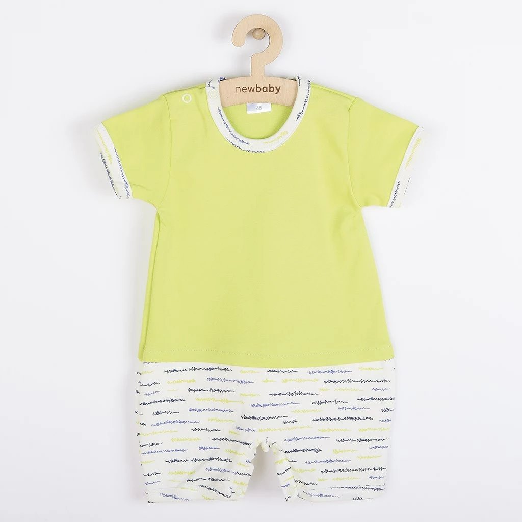 Kombinezon veror bebe djalë, New Baby Summertime, 100% pambuk, madhësi 56 (0-3m), jeshile