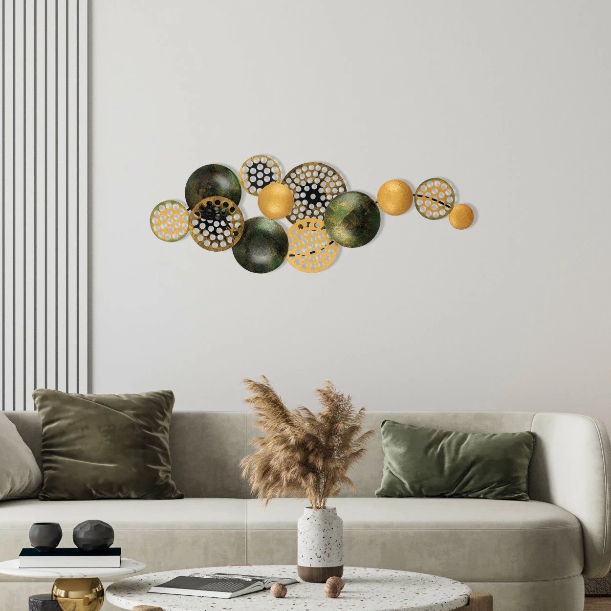 Aksesor dekorativ muri prej metali, Wallity Bronte, CH103-5, shumëngjyrësh, 90x8x42cm