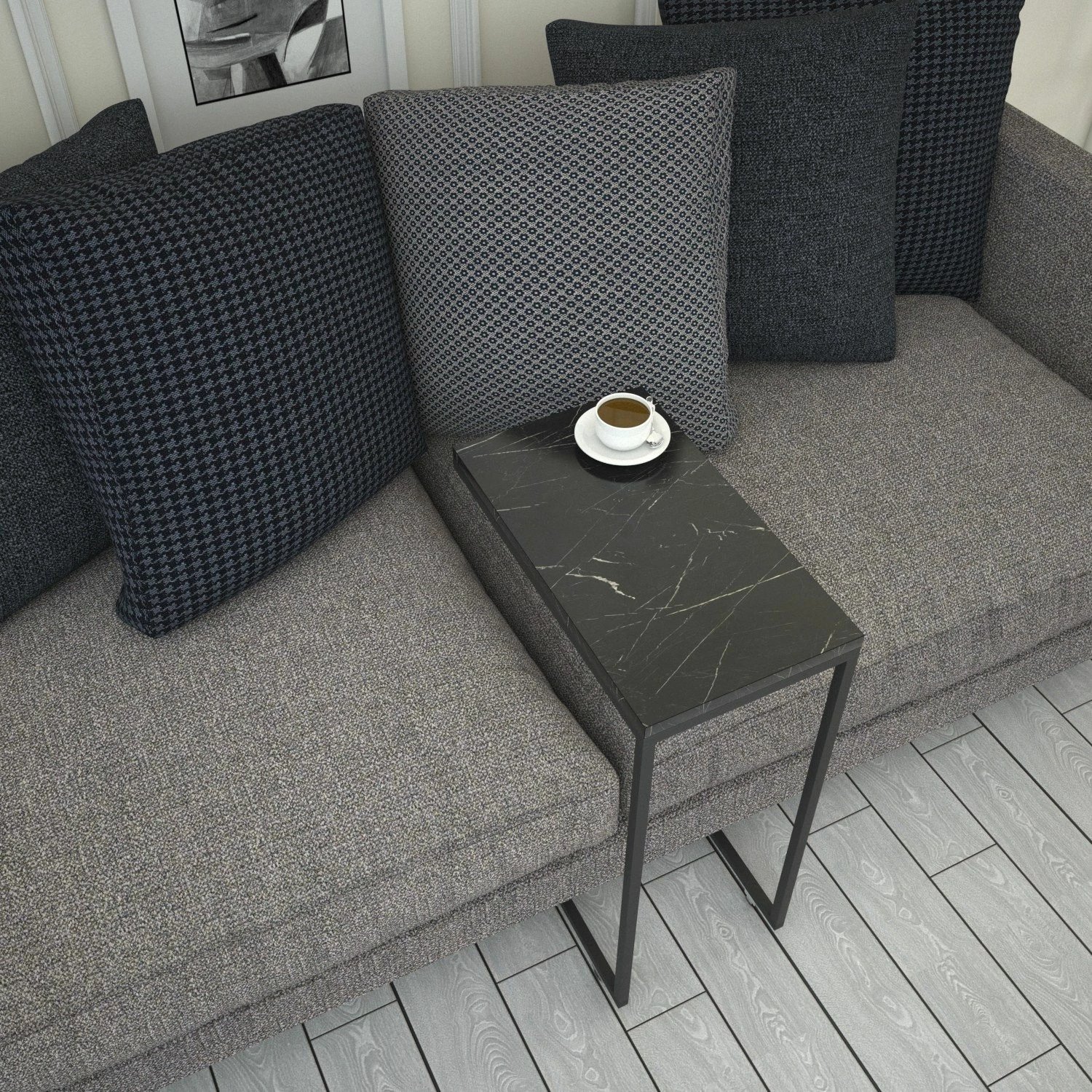 Tavolinë anësore Hanah Home, Callen, mermer i zi