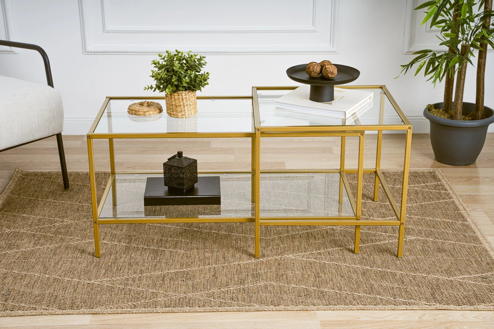 Set tavolinash kafeje Skye Decor, ngjyrë ari, Sevay