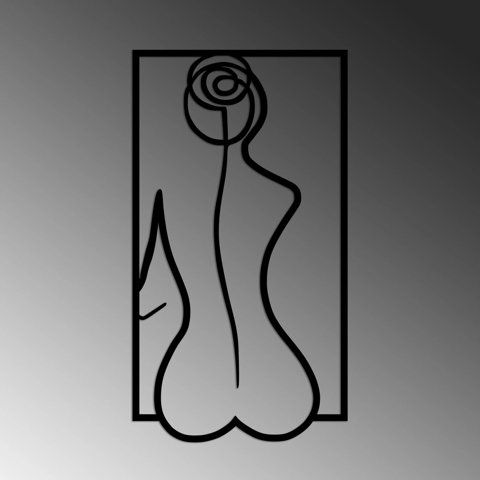 Aksesor dekorativ metalik për mur, siluetë trëndafili, Wallity, i zi, madhësia L