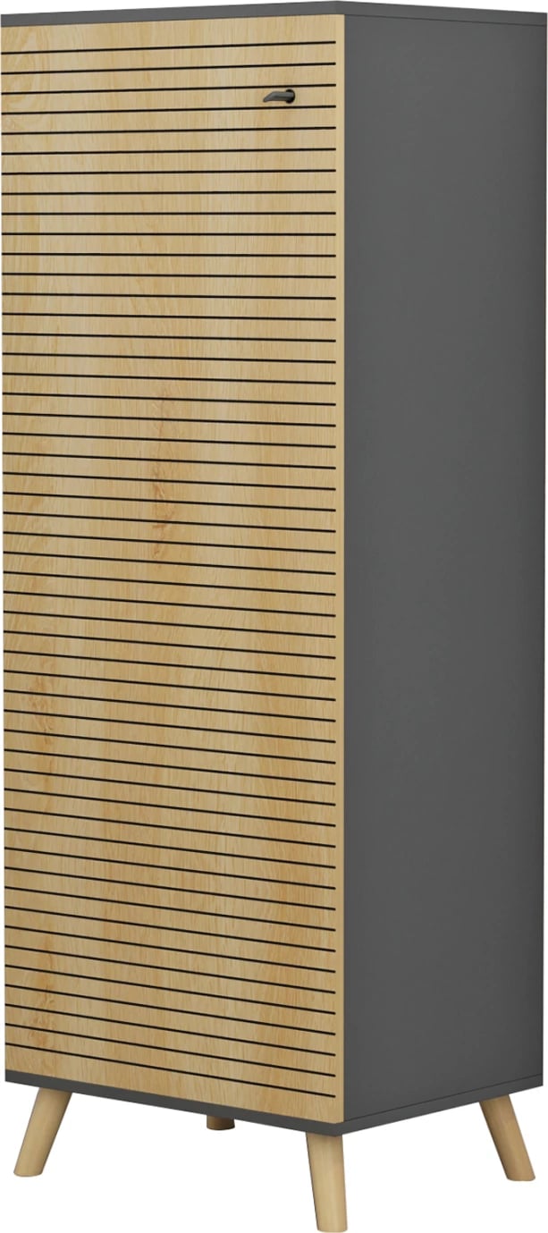 Dollap këpucësh ALVARO FH8954.15 melaminë, ngjyrë antracit-dru natyral, 50Χ38Χ135Hcm