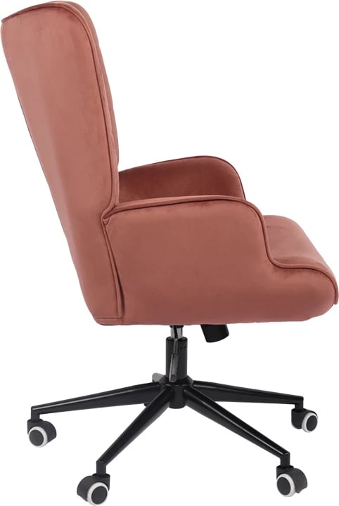 Karrige rrotulluese Lobima, kadife ngjyrë mollë e kalbur, bazë e zezë, 71x68x104cm