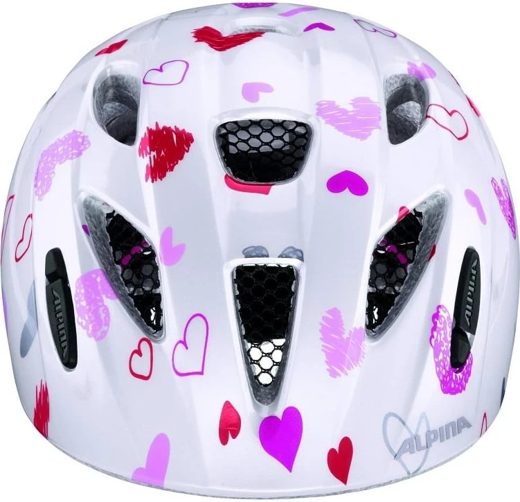 Helmetë biçiklete Alpina Ximo, e bardhë me zemra, 49-54