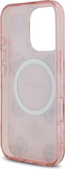 Mbështjellës Guess IML Peony On 4G Background MagSafe për iPhone 16 Pro Max, Rozë