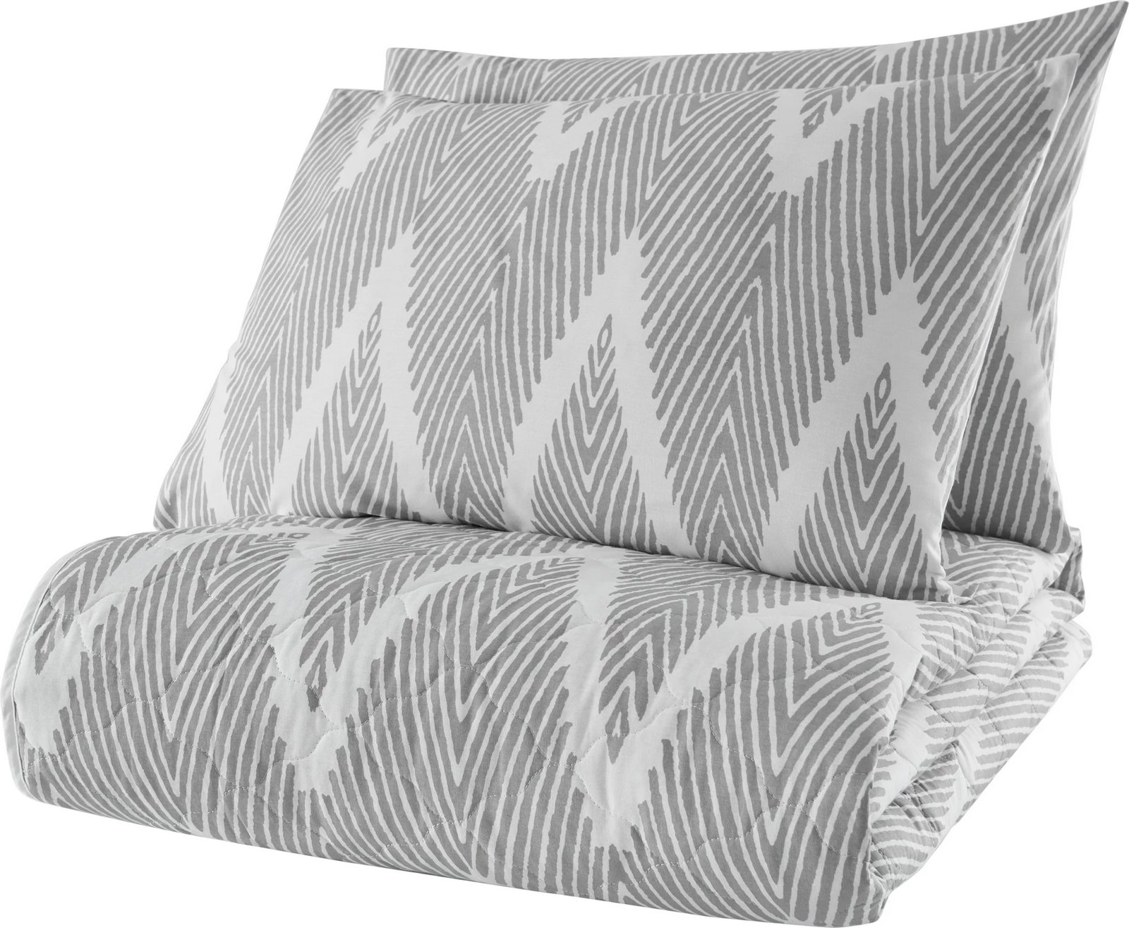 Set mbulesë krevati king, i qepur, Olivia, gri-bardhë