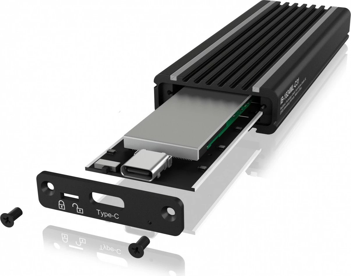 Kasë IcyBox IB-1824ML-C31 për SSD M.2 NVMe, RGB, e zezë