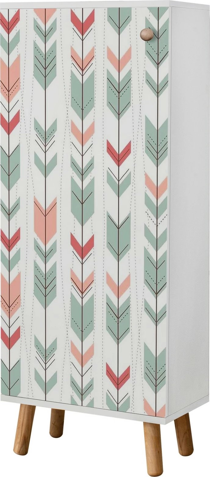 Dollap këpucësh Hanah Home, Vegas - B 943, ngjyrë e bardhë, këmbë dhe doreza prej druri, 50x135x38 cm