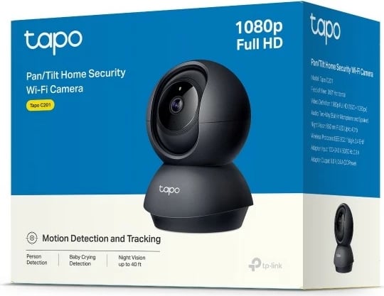 Kamerë sigurie TP-Link Tapo C201, Wi-Fi, pan/tilt, e zezë Kamerë sigurie TP-Link Tapo C201, Wi-Fi, pan/tilt, e zezë