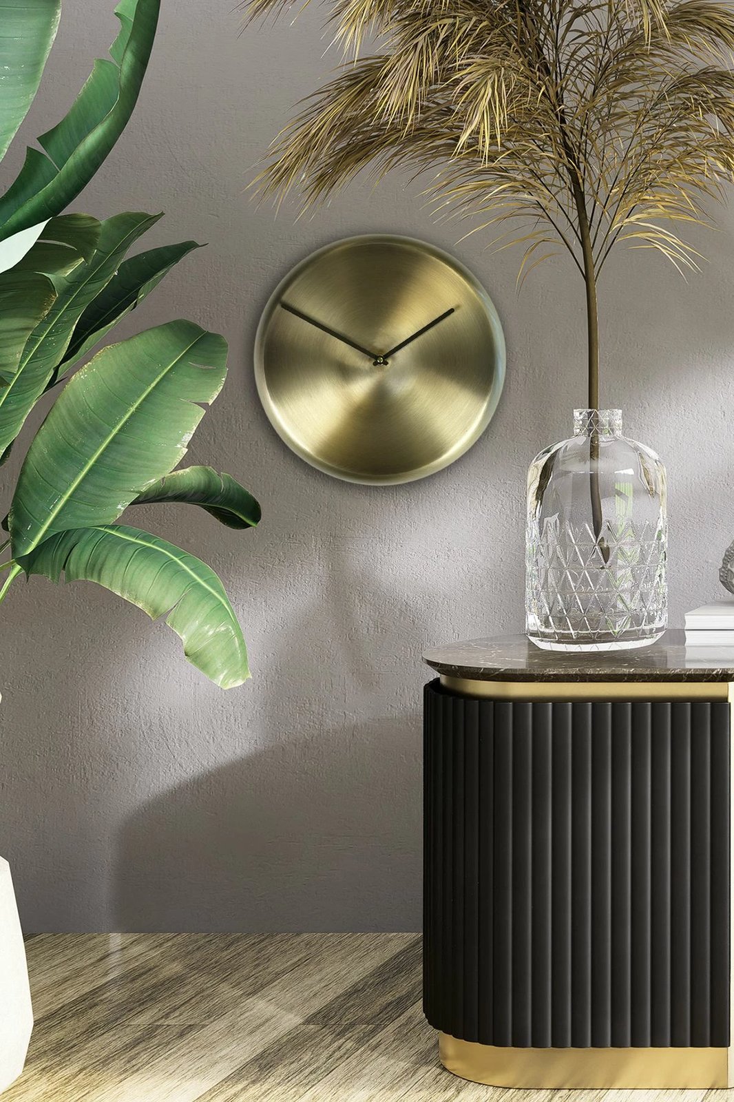 Orë muri dekorative metalike, ngjyrë kaki, Wallity, 30x30cm