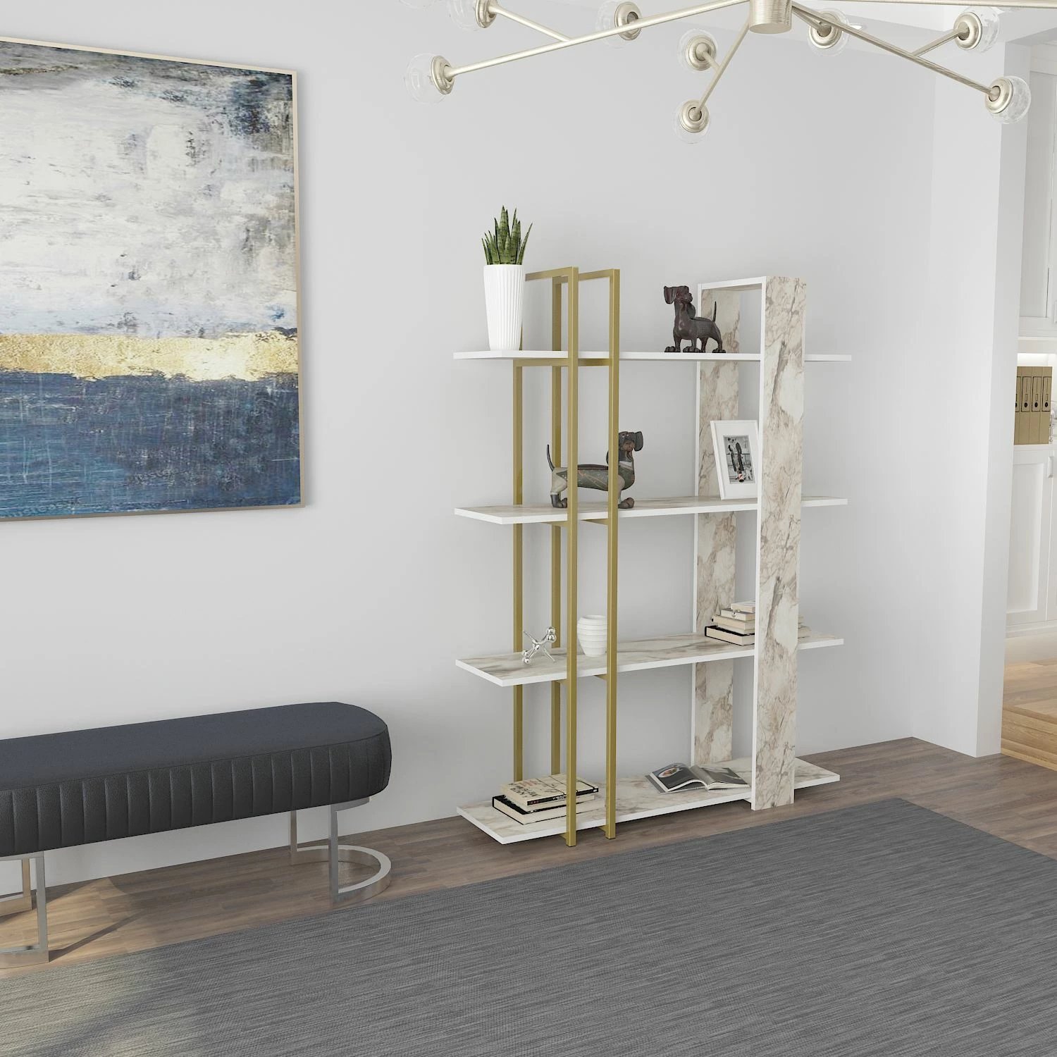 Raft librash Skye Decor, ngjyrë Ephesus dhe ari Raft librash Skye Decor, ngjyrë Ephesus dhe ari