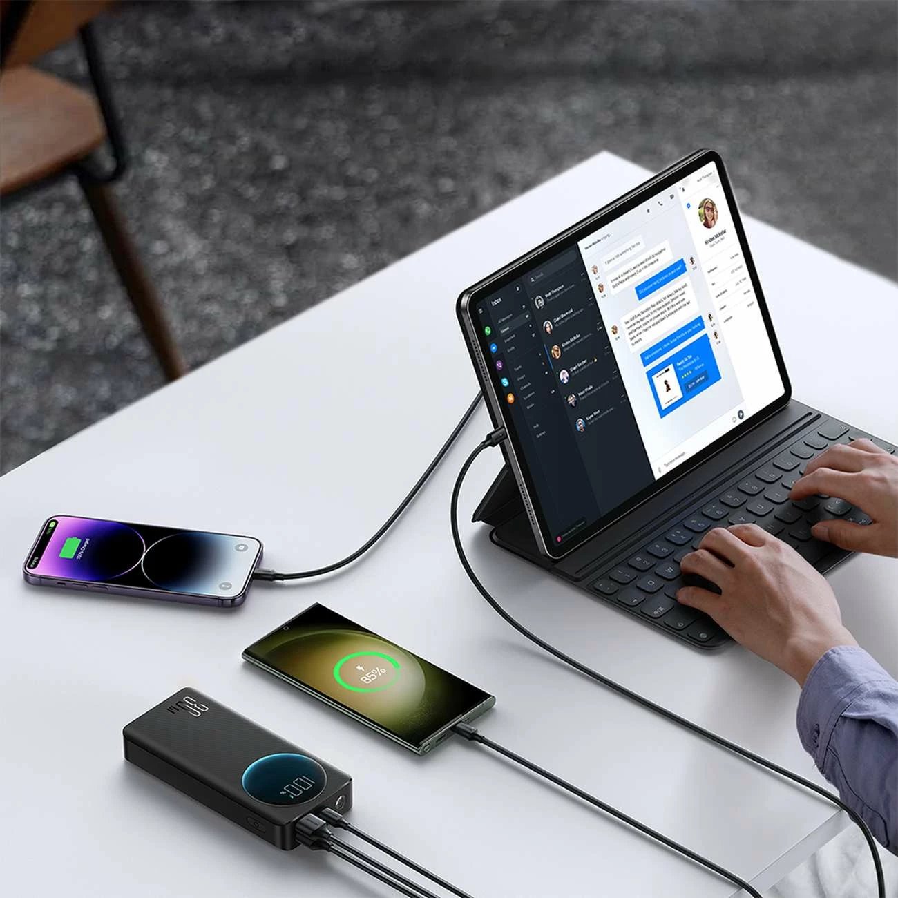 Powerbank Joyroom JR-PBF03, 30000mAh, 30W, me kabllo USB-A në USB-C, e zezë