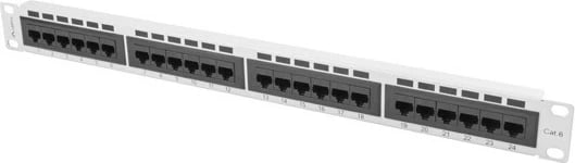 Patch panel Lanberg PPU6-1024-S, 24 porta, 1U, CAT 6, gri