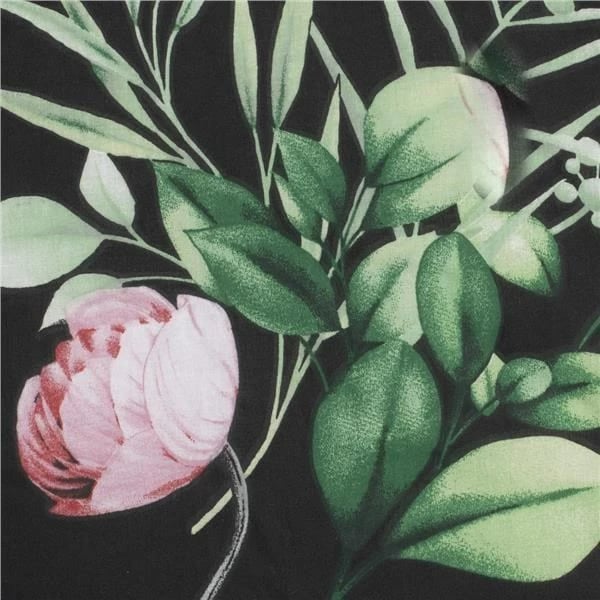 mbrojtës gërshet për krevat bebe, New Baby, Peonies, 210x18x10 cm, pambuk + minky, ngjyrë e zezë