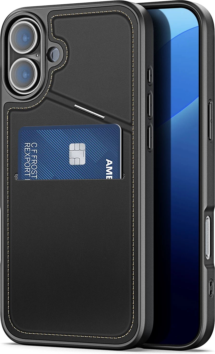 Mbështjellës Dux Ducis Rafi II Mag për iPhone 16, me MagSafe, portofol RFID, me mbajtëse, i zi