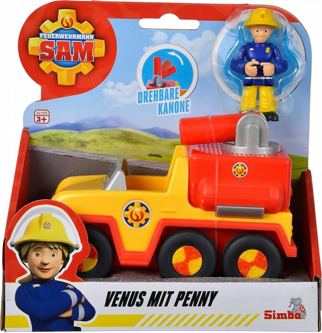 Kamion zjarrfikës lodër Simba Fireman Sam Venus Mini me figurë Penny, Kuq/Verdhë