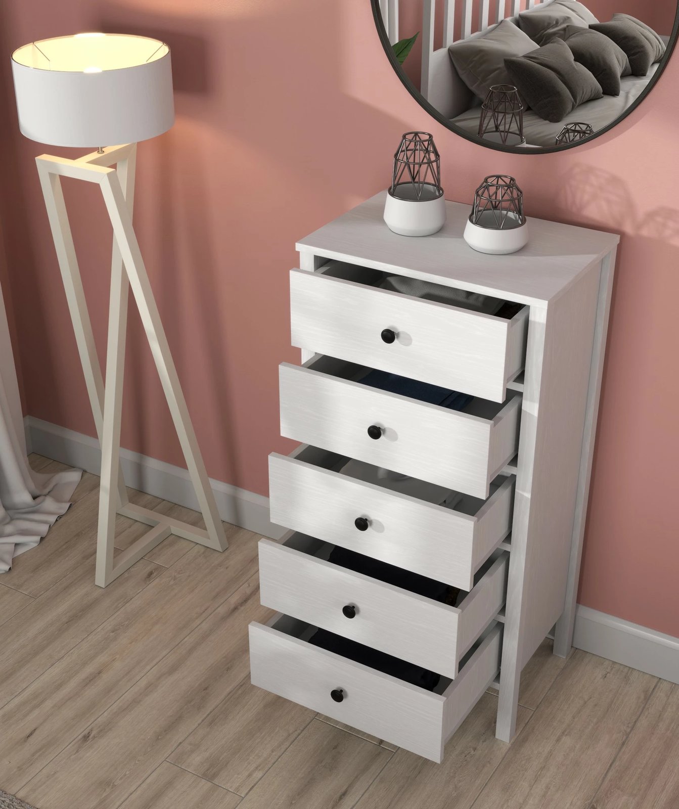 Komodë Hanah Home, FRN-20027, ngjyrë druri dhe e bardhë