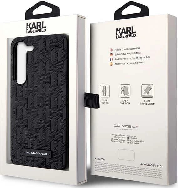 Mbështjellës Karl Lagerfeld Saffiano Mono Metal Logo për Samsung Galaxy S24+, i zi