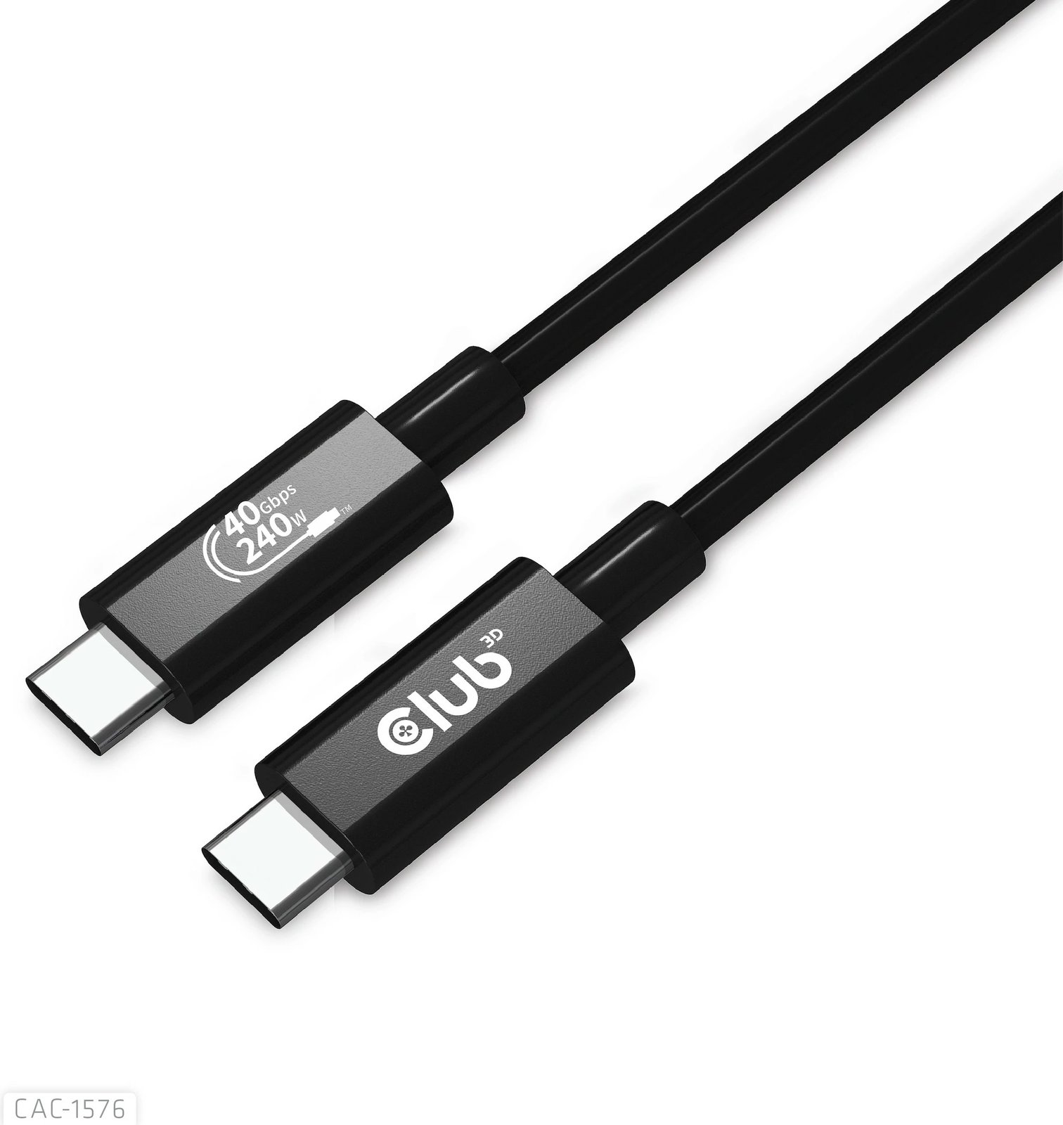 Kabllo USB C Club 3D 1m, USB4, 240W, 40Gbps, e zezë