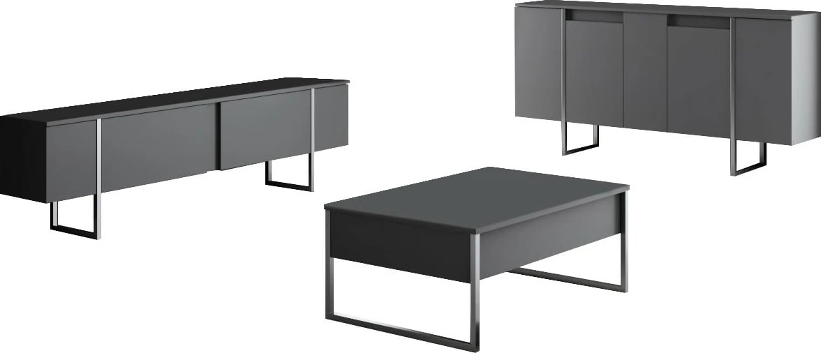 Set mobiljesh për dhomë dite, Hanah Home Luxe, antracit, argjend