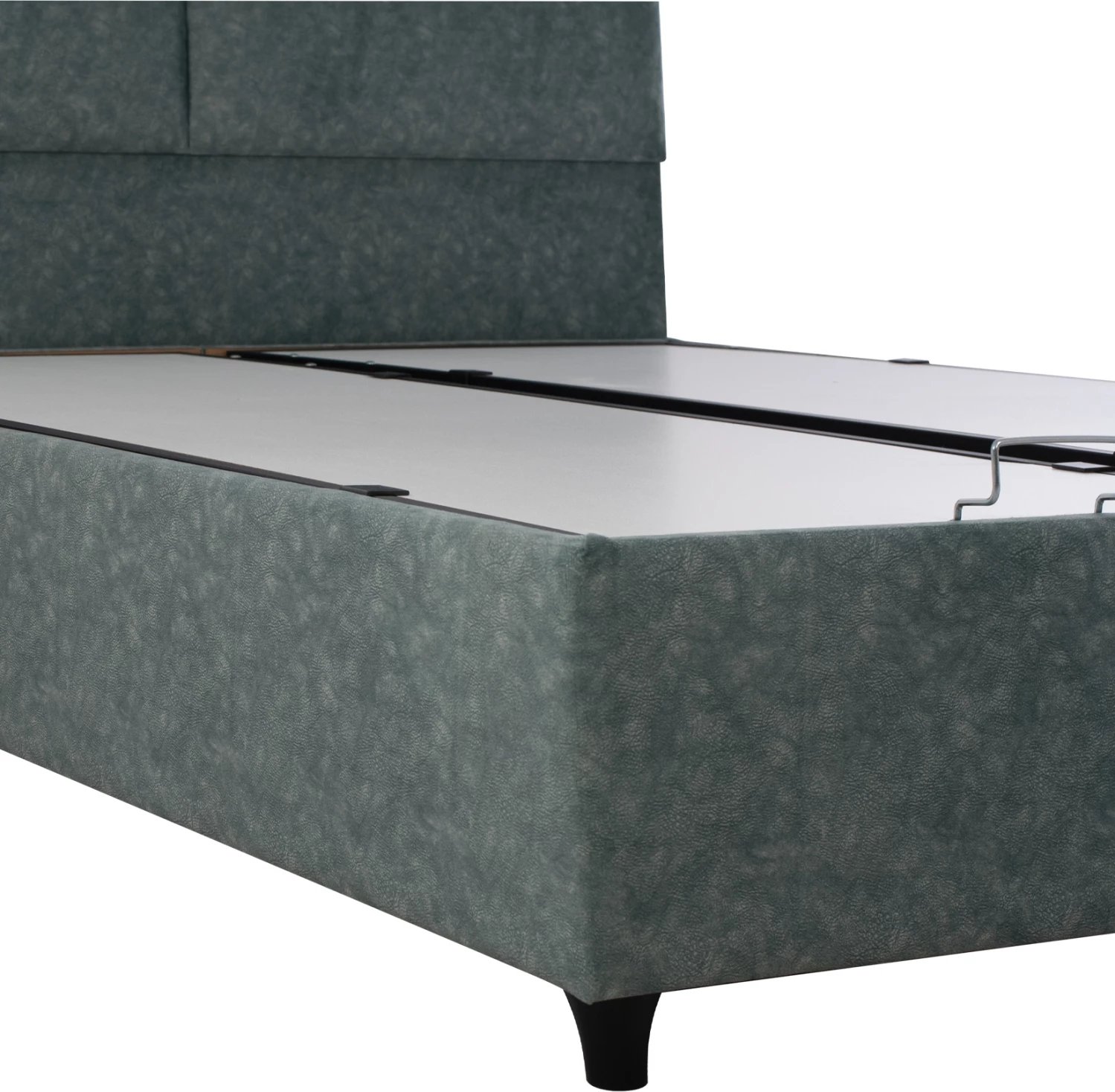 Krevat FH622.07, material lëkure nubuck, ngjyrë e gjelbër, me hapësirë ruajtjeje, 160x200