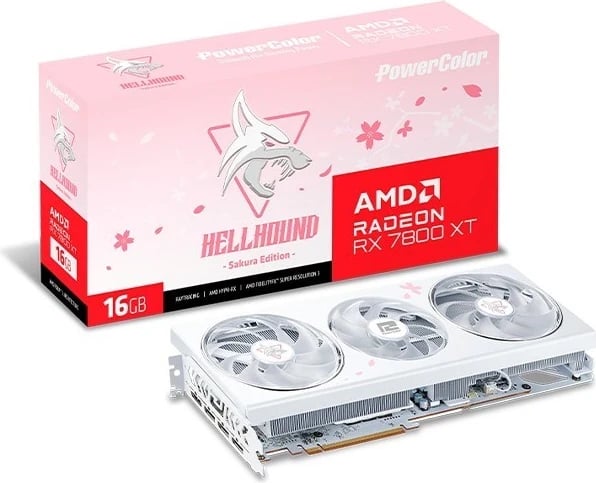 Kartelë grafike PowerColor Radeon RX 7800 XT Hellhound Sakura 16GB GDDR6, e bardhë Kartelë grafike PowerColor Radeon RX 7800 XT Hellhound Sakura 16GB GDDR6, e bardhë