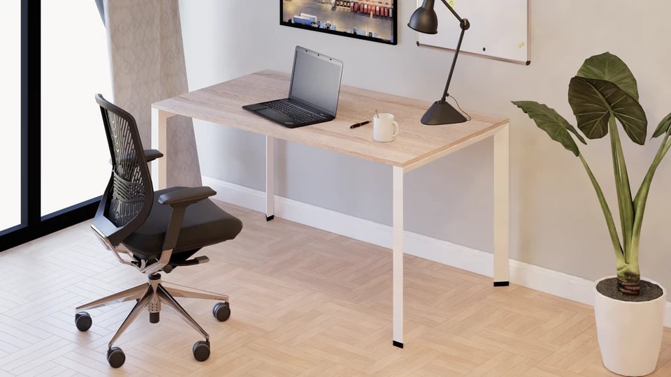 Tavolinë pune me këmbë të bardha Elite 2