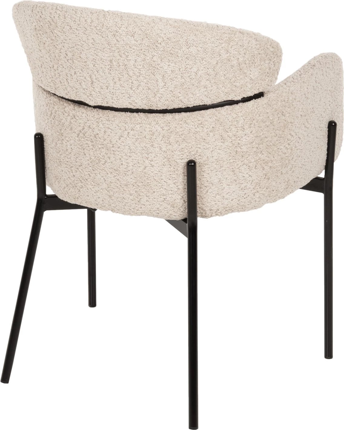 Karrige me krahë WOLF FH8583.02, pëlhurë boucle ecru, këmbë metali të zeza, 58x58x80H cm., set prej 2 copë