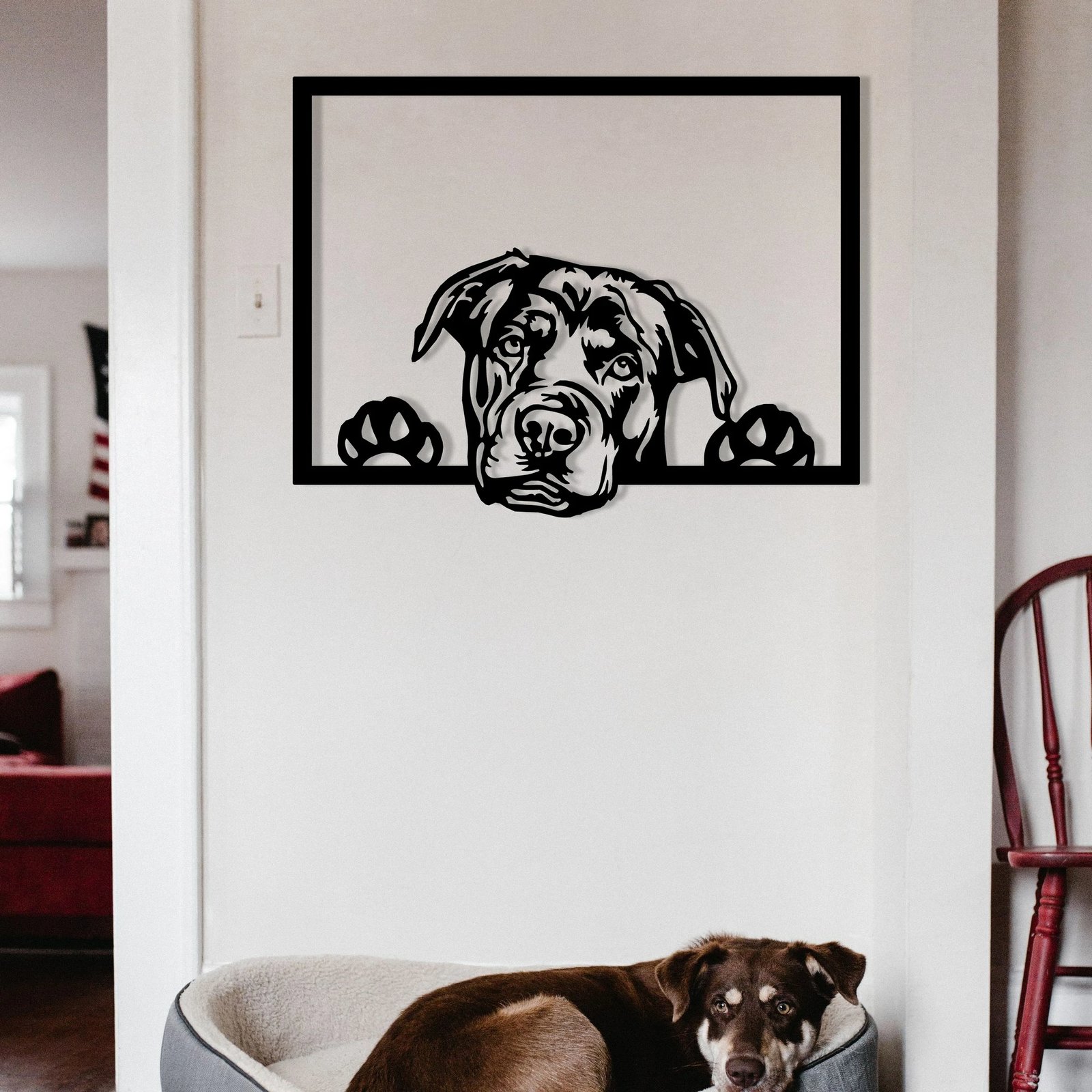 Aksesor dekorativ metalik për mur, Wallity Enzo 7054, ngjyrë e zezë, 70x54cm