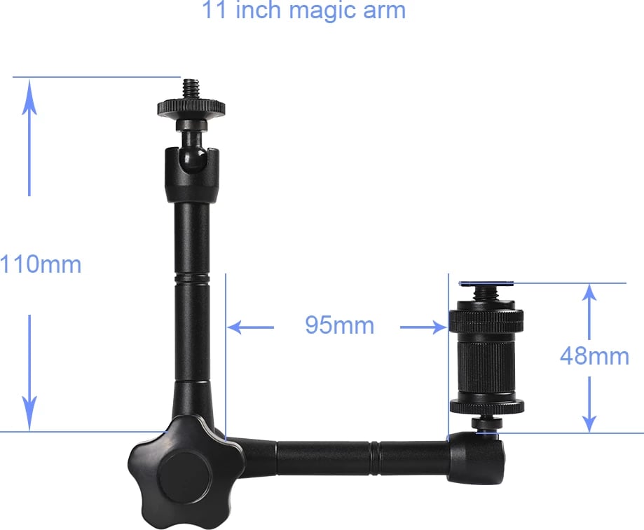 Mbajtës kapëse për kamerë/mikrofon, Hurtel, universal me krah të artikuluar, i rregullueshëm, zi