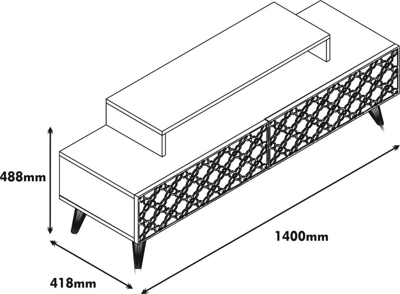 Mbajtës TV melamine, ngjyrë arre, FH9510.01, 140x41.8x48.8 cm