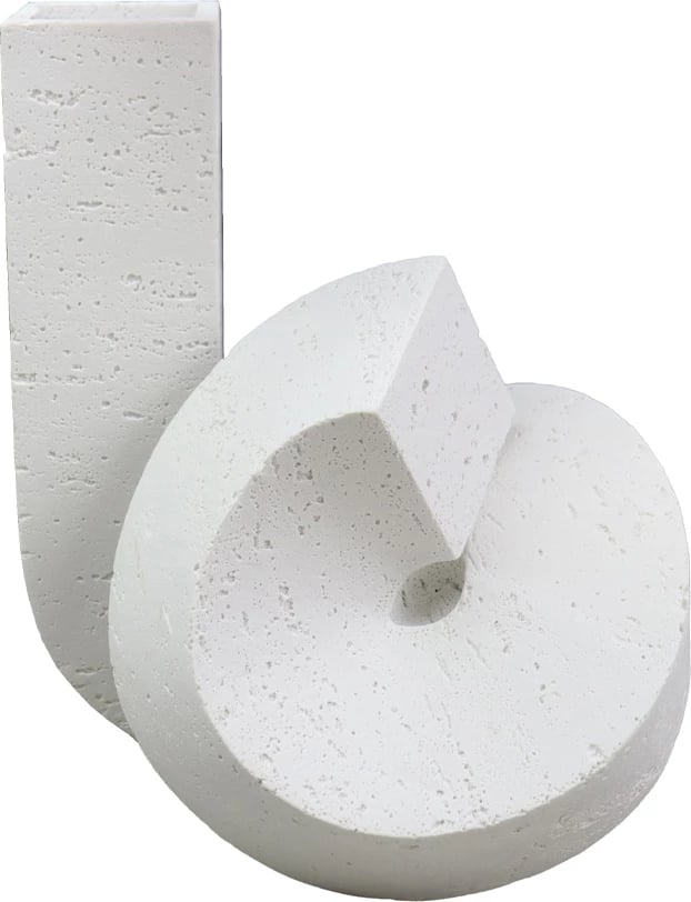 Vazo dekorative Gorm, polirezine, e bardhë, 21x19x25cm