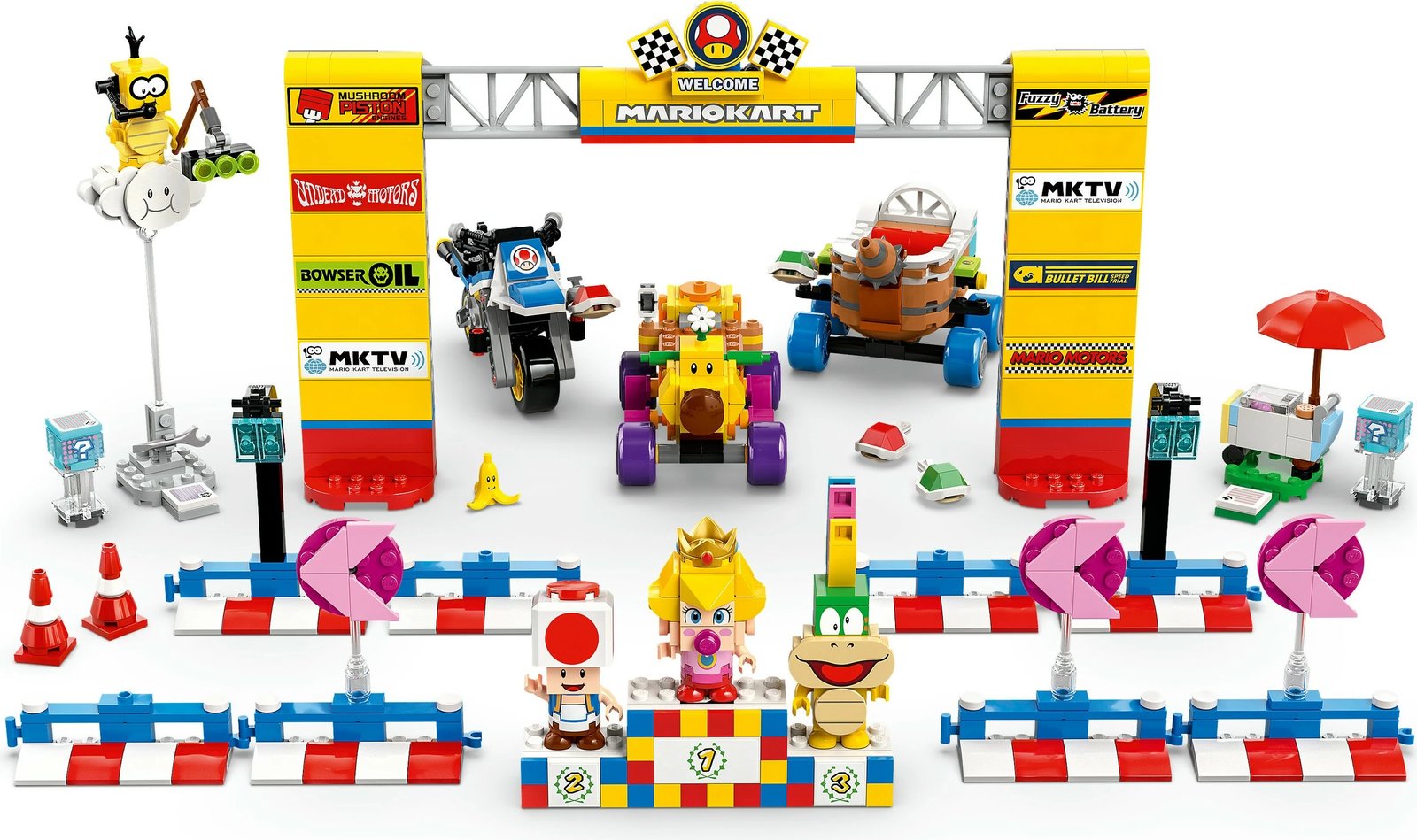Set ndërtimi LEGO Super Mario Mario Kart Baby Peach & Grand Prix 823 pjesë, multingjyrësh