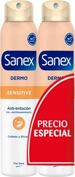 Deodorant spraj unisex Sanex Sensitive Dermo, 2x200ml