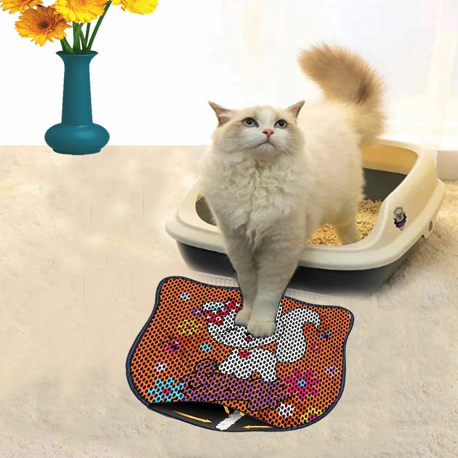 Tapet për rërë mace, shumëngjyrësh, Paws & Whiskers, Kdkafa0070, 40x50cm