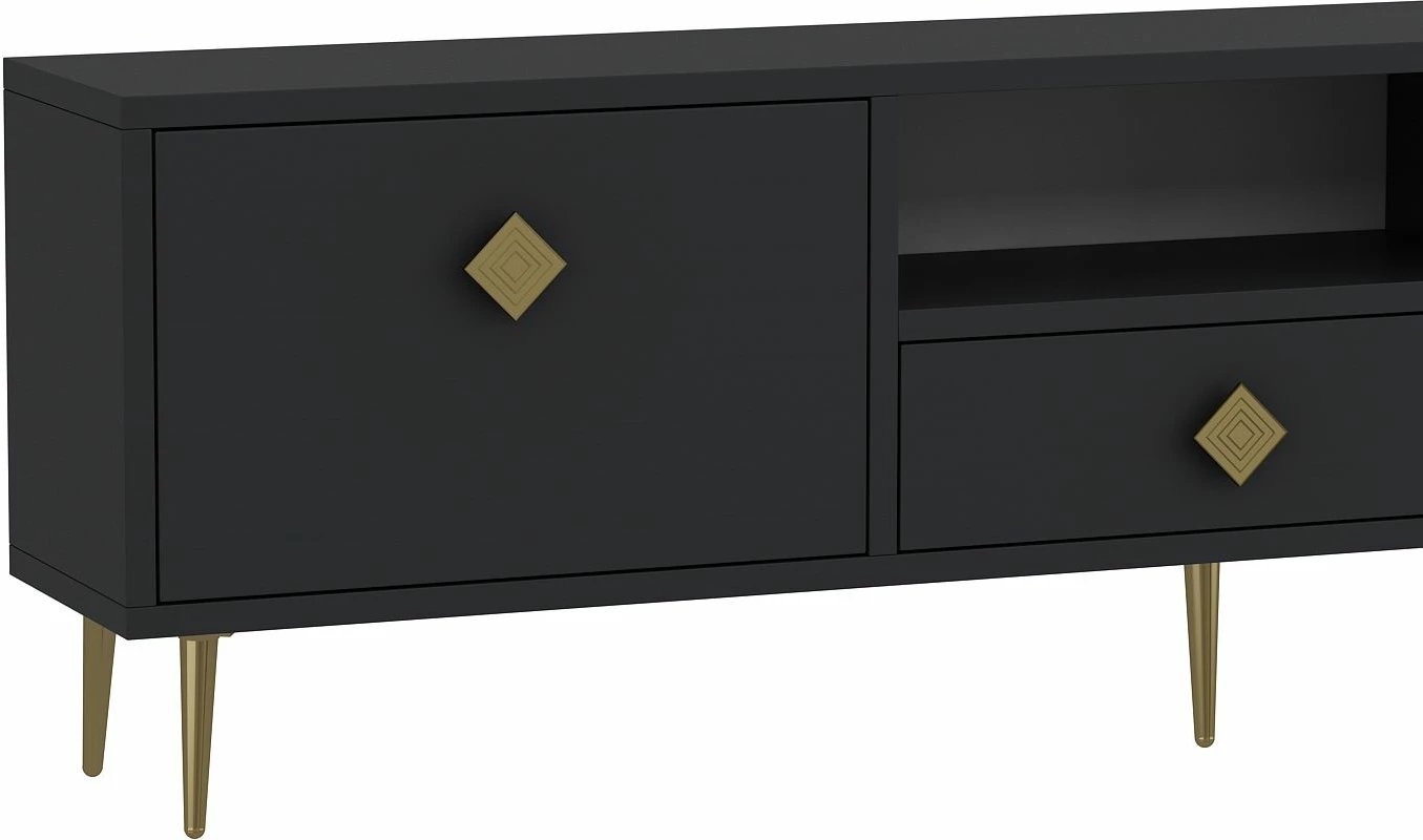 Komodë TV, ngjyrë antracit dhe ari, Skye Decor, 1308-DROP-1