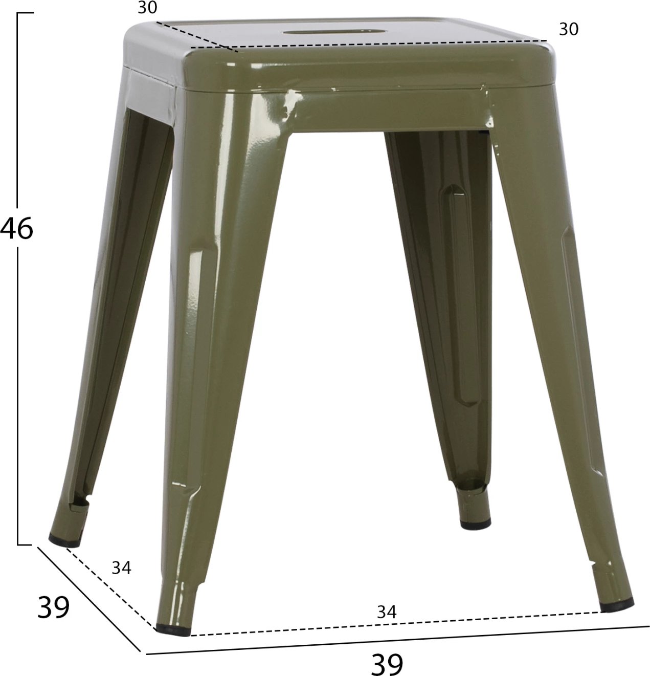 Karrige për bar MELITA FH0096.43 metalike ngjyrë ulliri e errët 39x39x46H cm.
