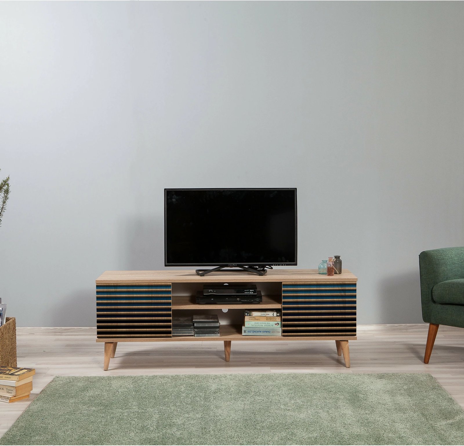 Komodë TV Hanah Home, Truva-222, ngjyrë lisi Sonoma